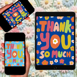 Tarjeta GRACIAS Groovy Daisies Bubble Letters Free Tree