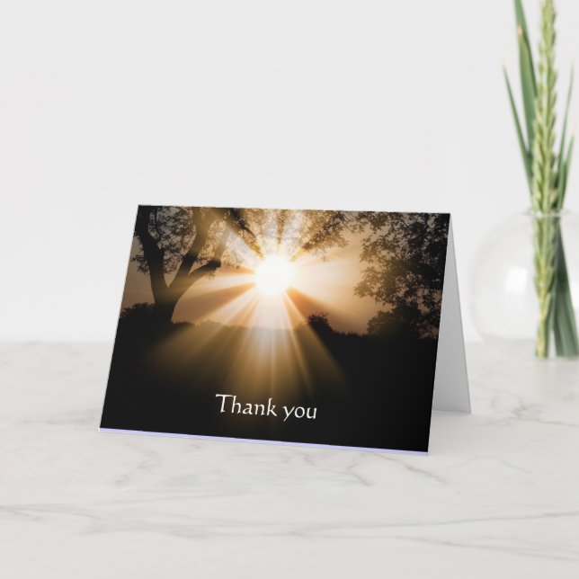 Tarjeta Gracias Hermosa Escritura De Amanecer De Luz (Anverso)