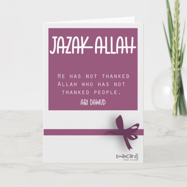 Tarjeta Gracias - JazakAllah con Hadith (Anverso)