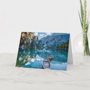 Tarjeta Gracias, Landscape Mountain Lake Boat Scripting