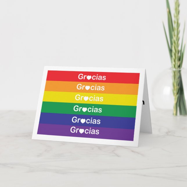 Tarjeta Gracias le agradece que coloridos españoles (Anverso)