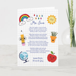 Tarjeta gracias maestro Apreciación poema de nube de arcoí