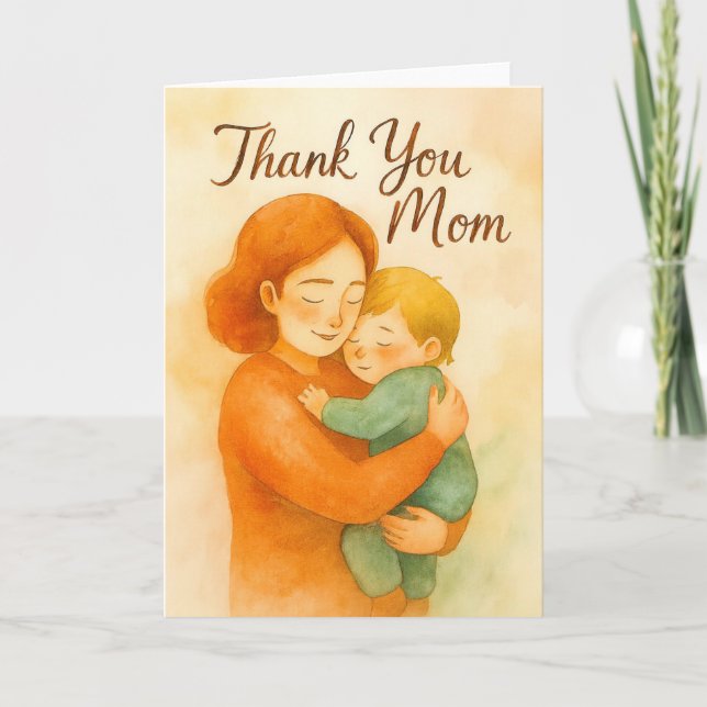 Tarjeta Gracias Mamá – Acuarela Día de la Madre (Anverso)