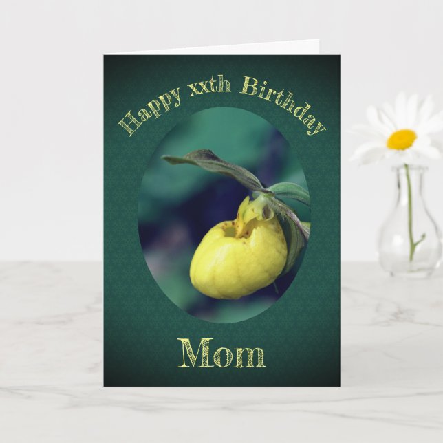 Tarjeta Gracias mamá Amarilla Lady Slipper Cumpleaños (Planta pequeña)