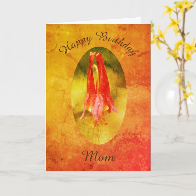 Tarjeta Gracias Mamá Columbine Flower Art Card (flor amarilla)