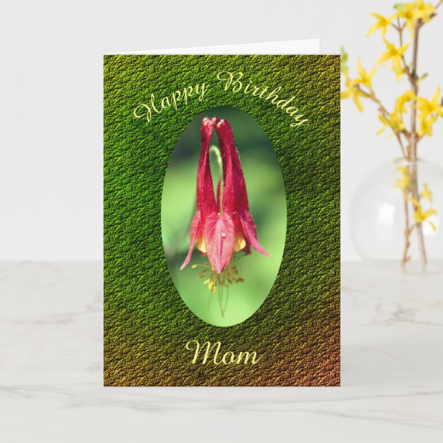 Tarjeta Gracias Mamá Columbine Flower Birday (flor amarilla)