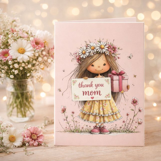 Tarjeta "Gracias Mamá" Corona Floral (Subido por el creador)
