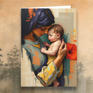 Tarjeta Gracias mamá   Madre e hijo   Día de la madre