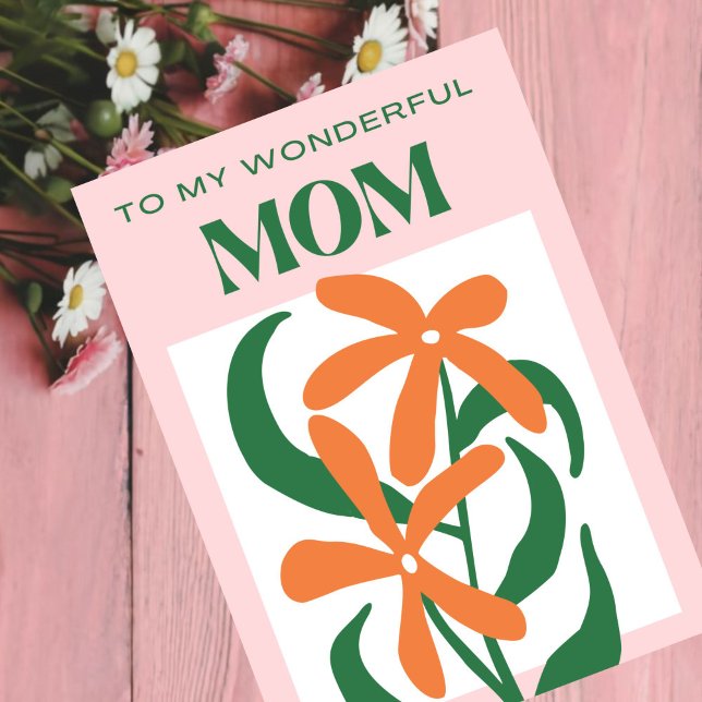 Tarjeta gracias mamá naranja minimo floral moderna (Subido por el creador)