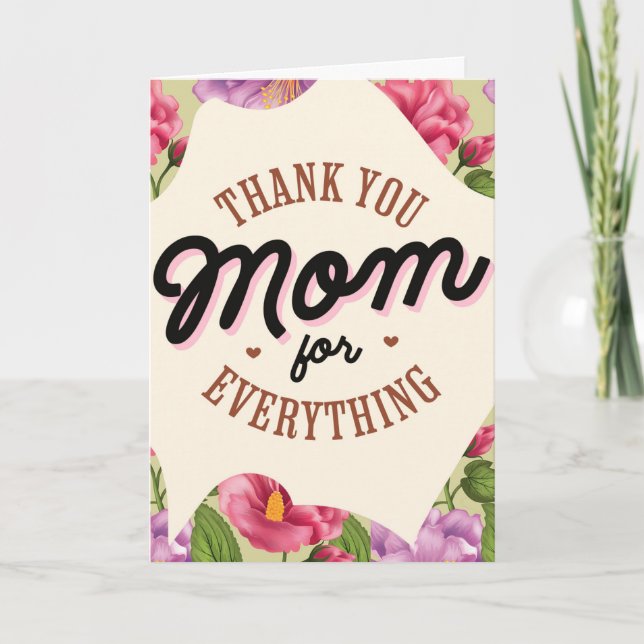 Tarjeta Gracias mamá por todo el saludo del Día de la Madr (Anverso)