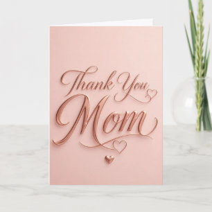 Tarjeta Gracias Mamá Tipografía Elegante Rosa Oro