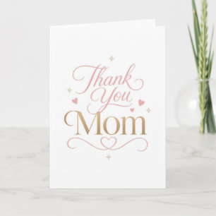 Tarjeta Gracias Mamá Tipografía Rosa Dorada Elegante