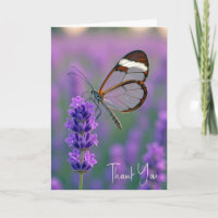 Gracias Mariposa de Alas de Cristal Sobre Lavanda