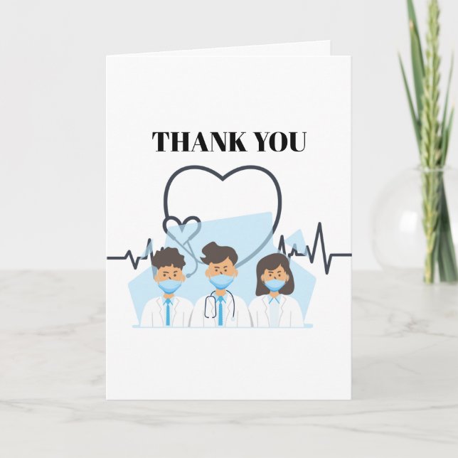 Tarjeta Gracias médico de primera línea equipo médico masc (Anverso)