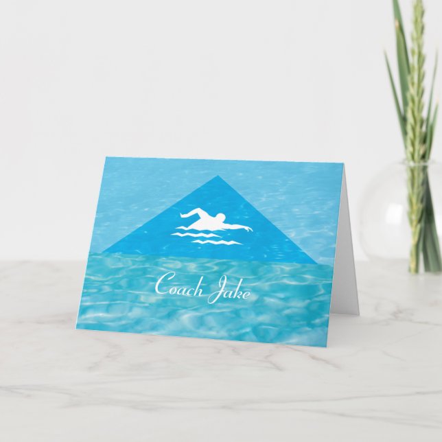Tarjeta Gracias Mens Swim Coach Swimmer Nombre personaliza (Anverso)