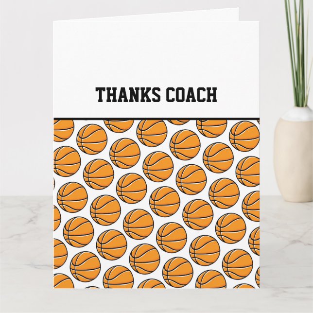 Tarjeta GRACIAS Naranja del equipo de baloncesto COACH Bla (Anverso)