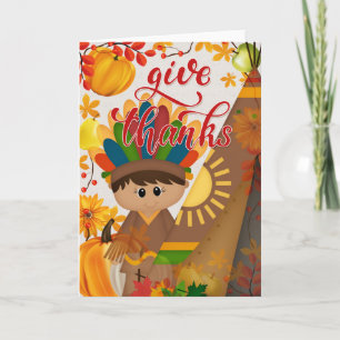 Tarjeta Gracias - Nativo Estadounidense Boy & Tipi