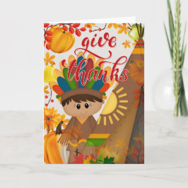 Tarjeta Gracias - Nativo Estadounidense Boy & Tipi