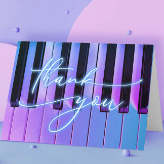 Tarjeta gracias neon piano