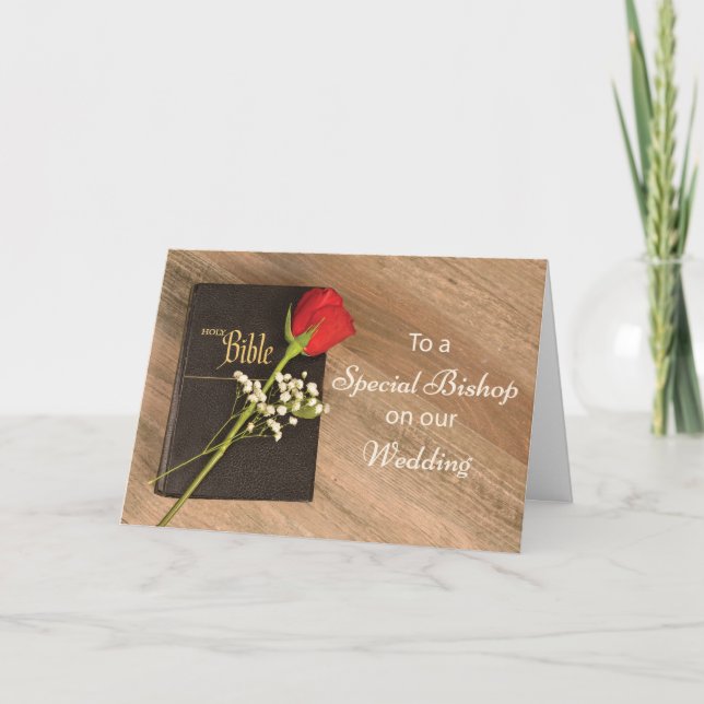 Tarjeta Gracias Obispo Católico por la Biblia Boda y el Ro (Anverso)