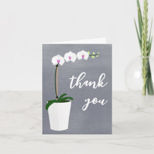 Tarjeta "gracias" Orchid Elegant Script Interior en blan