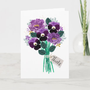 Tarjeta Gracias Pansies Floral Bouquet