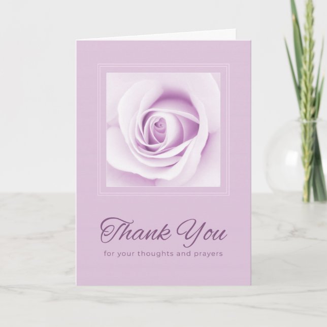 Tarjeta Gracias pensamientos y oraciones rosa púrpura flor (Anverso)
