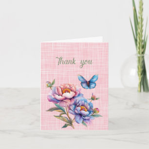 Tarjeta Gracias Peonies y Mariposa