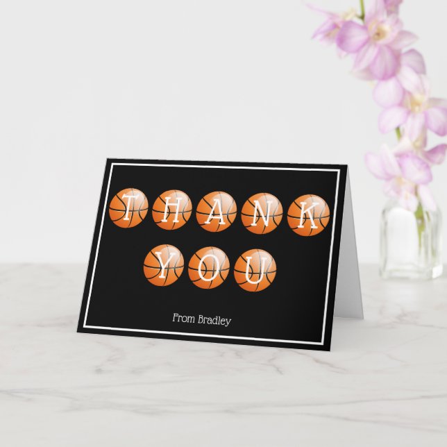 Tarjeta Gracias Personalizado de baloncesto personalizado (Orquídea)