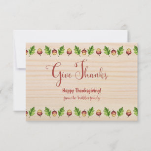 Tarjeta Gracias Personalizado de los Acorns de Acción de G