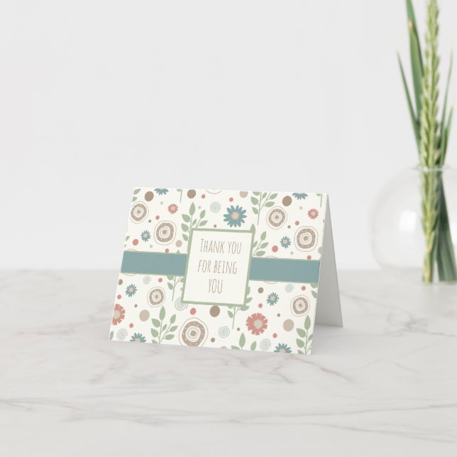 Tarjeta Gracias Personalizado Inespirivity Floral Notecard (Anverso)