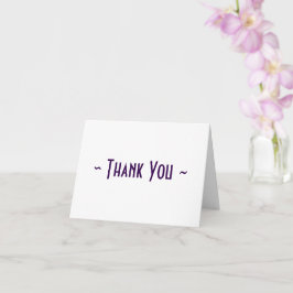 Tarjeta Gracias plegado a base de texto morado y blanco