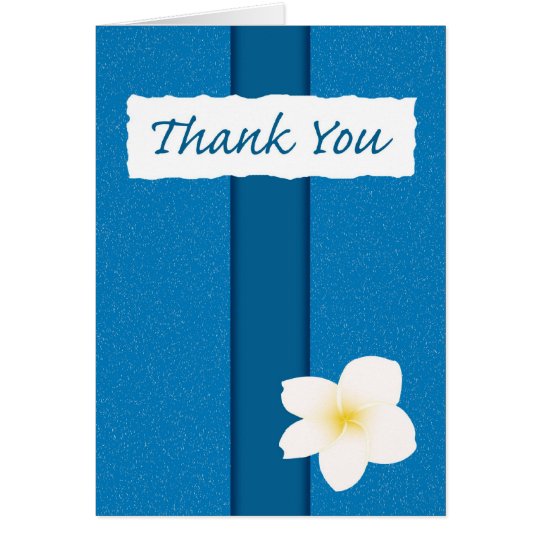 Tarjeta Gracias: Plumeria sobre azul