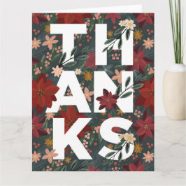 Tarjeta Gracias Poinsettia Floral Greeting Card