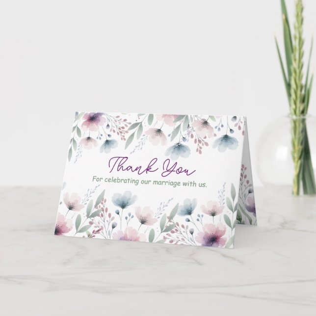 Tarjeta Gracias por celebrar con nosotros | Boda floral (Anverso)
