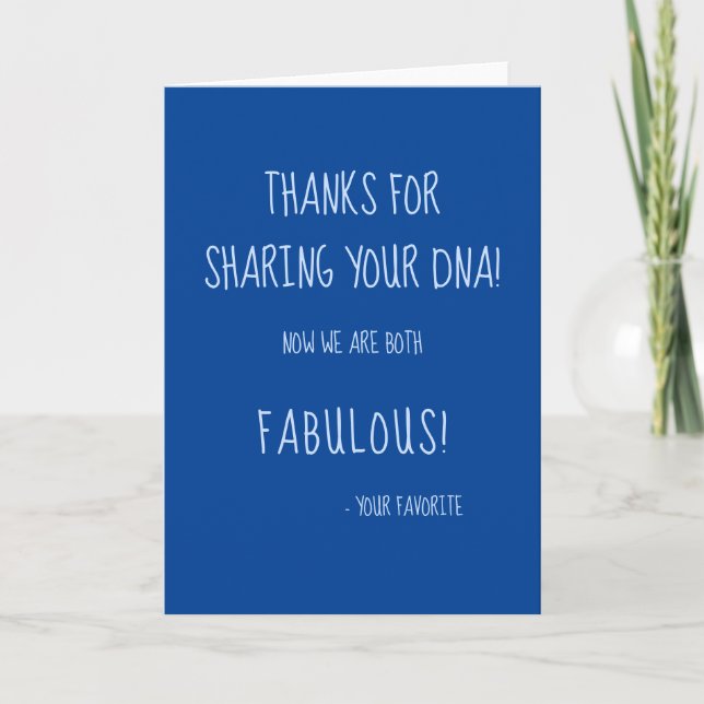 Tarjeta Gracias Por Compartir Tu ADN Divertido Azul (Anverso)