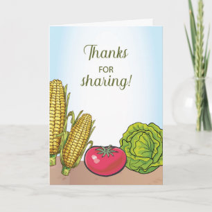 Tarjeta Gracias por compartir vegetales