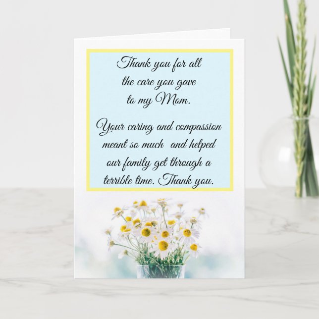 Tarjeta Gracias por cuidar a mi enfermera mamá (Anverso)