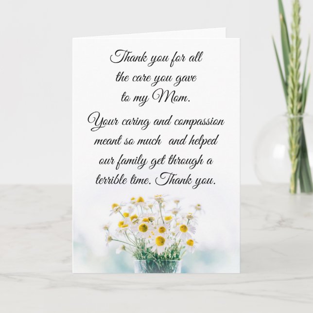 Tarjeta Gracias por cuidar a mi enfermera mamá (Anverso)