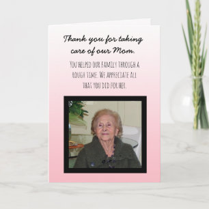 Tarjeta Gracias por cuidar a nuestra mamá