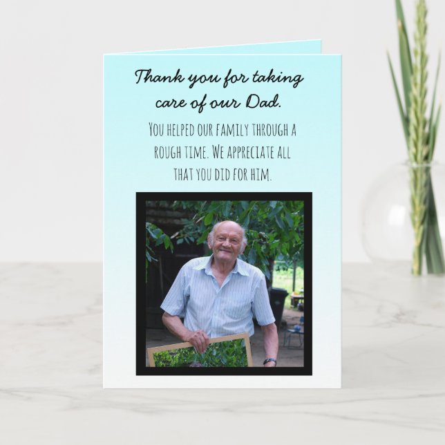 Tarjeta Gracias por cuidar a nuestro papá (Anverso)