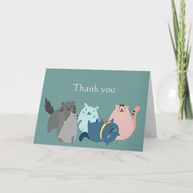 Tarjeta Gracias por cuidar mis catas de cuatro bebés (Anverso)
