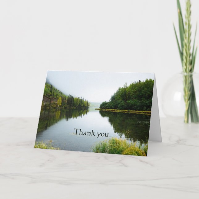 Tarjeta Gracias por el área silvestre Lake Trees (Anverso)