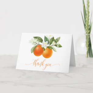 Tarjeta Gracias por el baby shower de Little Cutie Orange