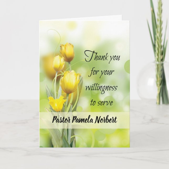 Tarjeta Gracias por el ministerio al servicio del tulipán  (Anverso)