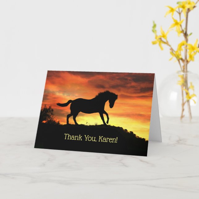 Tarjeta Gracias por el nombre personalizado de caballo que (flor amarilla)