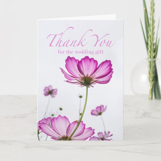Tarjeta Gracias por el regalo Boda Cosmos Flores (Anverso)
