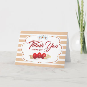 Tarjeta Gracias por el regalo para el huevo rojo y el jeng