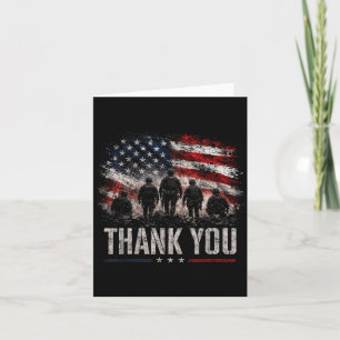 Tarjeta Gracias por el servicio botas militares patriótica