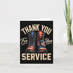 Tarjeta Gracias por el servicio botas militares patriótica